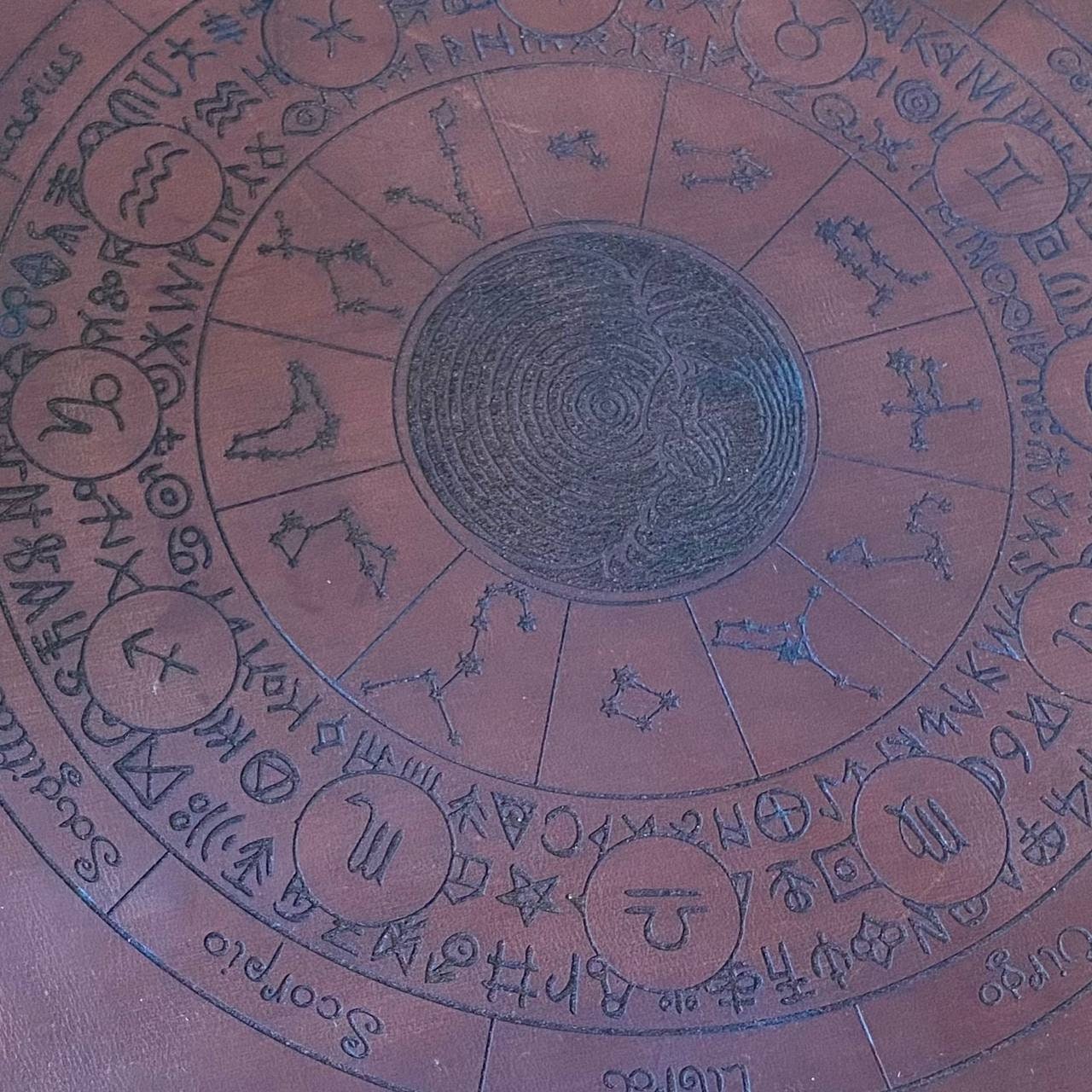 Leather Rune Casting Mat with Zodiac Circle