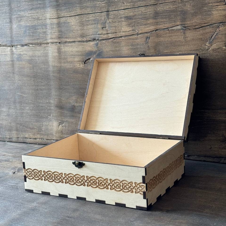 Celtic Wooden Tarot Box | Handcrafted Witchcraft Storage Chest & Altar Decor