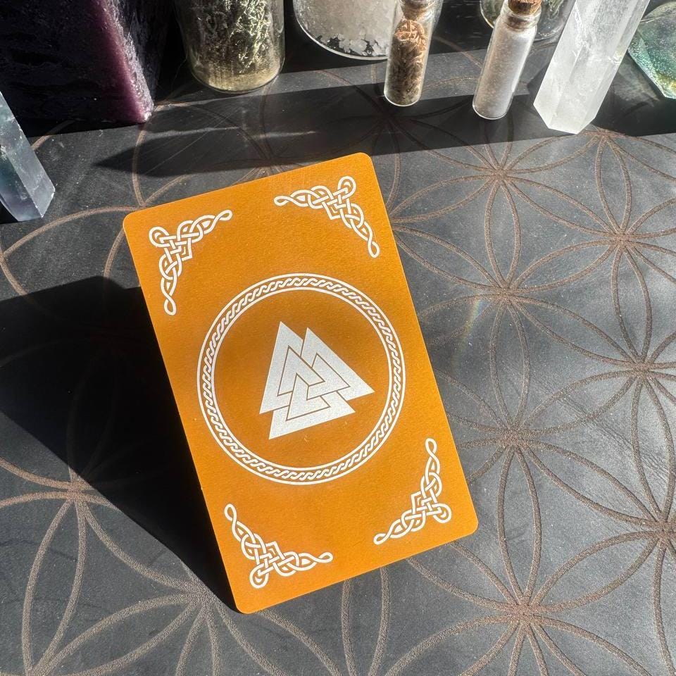 Runic Money Catcher Card, Norse Wealth Talisman, Rune Amulet for Prosperity, Wallet Card