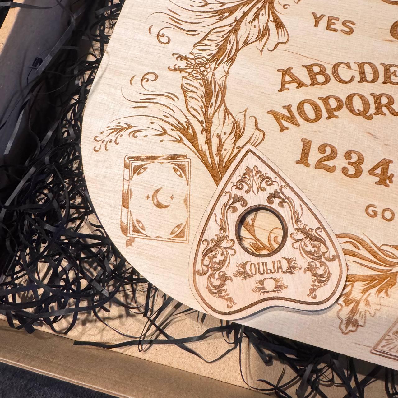 Wooden Ouija Board with Planchette Witch Altar Decor