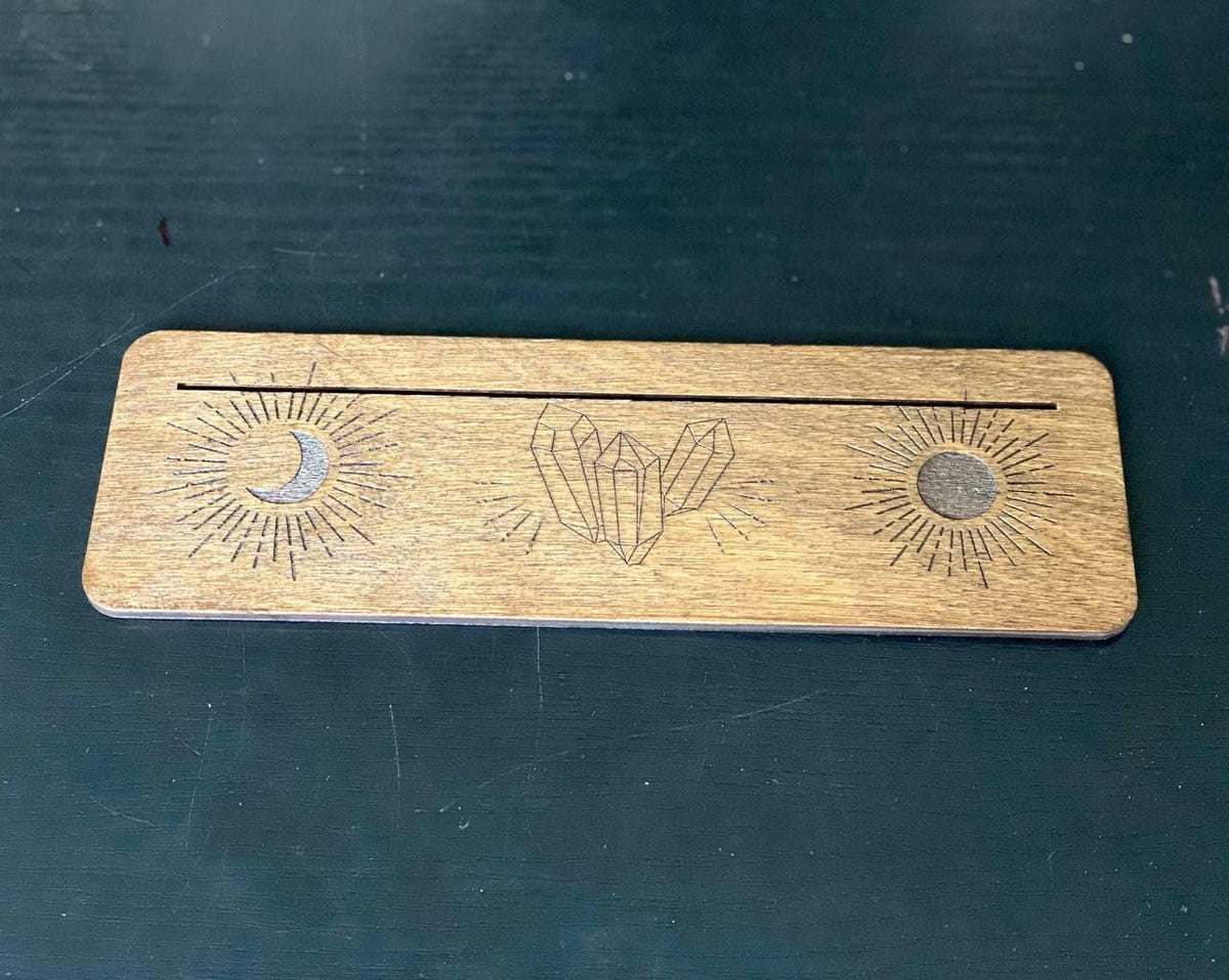 Moon and Sun Tarot Card Holder, Wooden Fortune Telling Stand