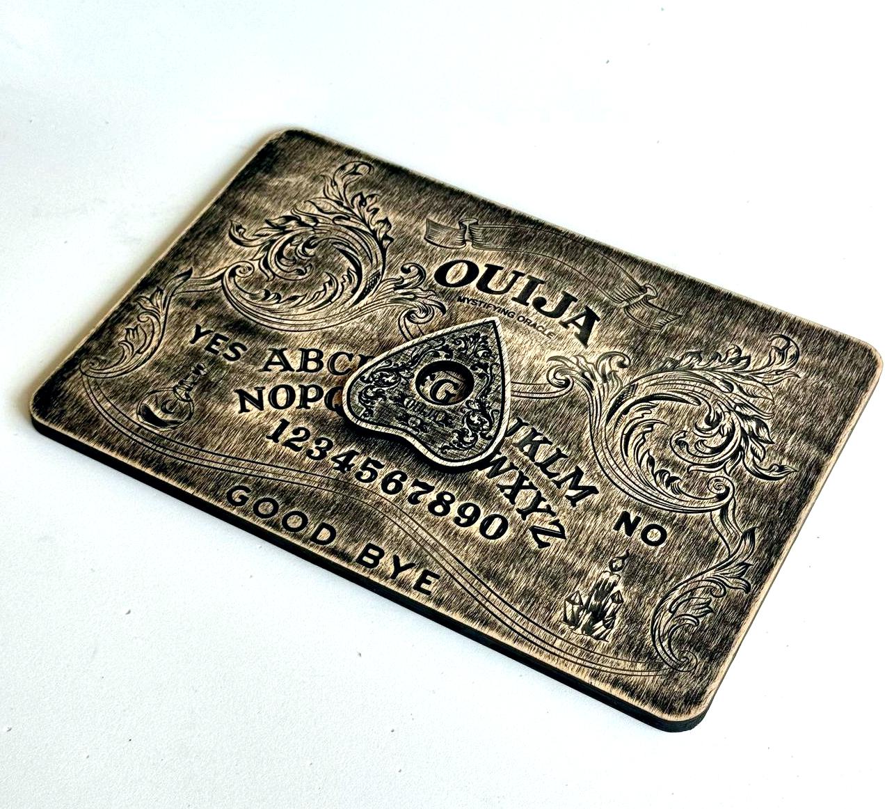 Floral Ouija Board with Planchette: Wooden Talking Spirit Board