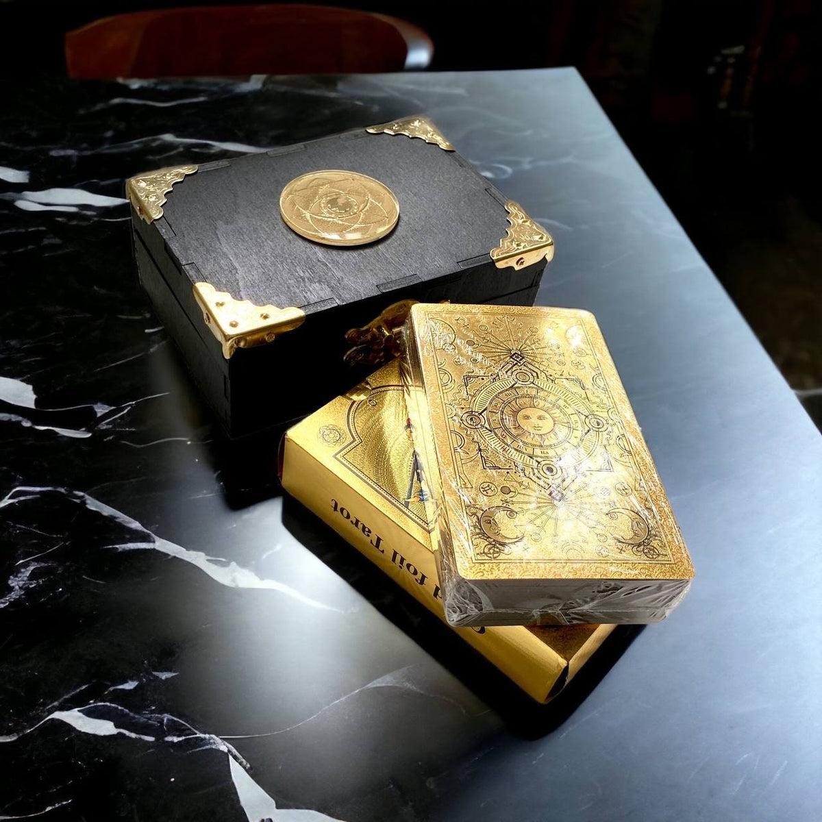 Gold Foil Rider Waite Smith Tarot Deck with Personalized Box