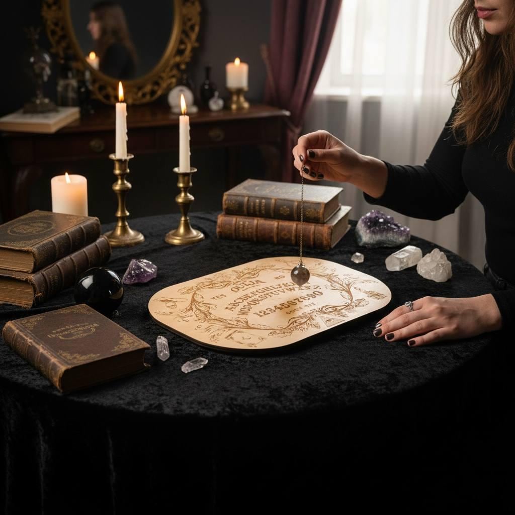 Wooden Ouija Board with Planchette Witch Altar Decor