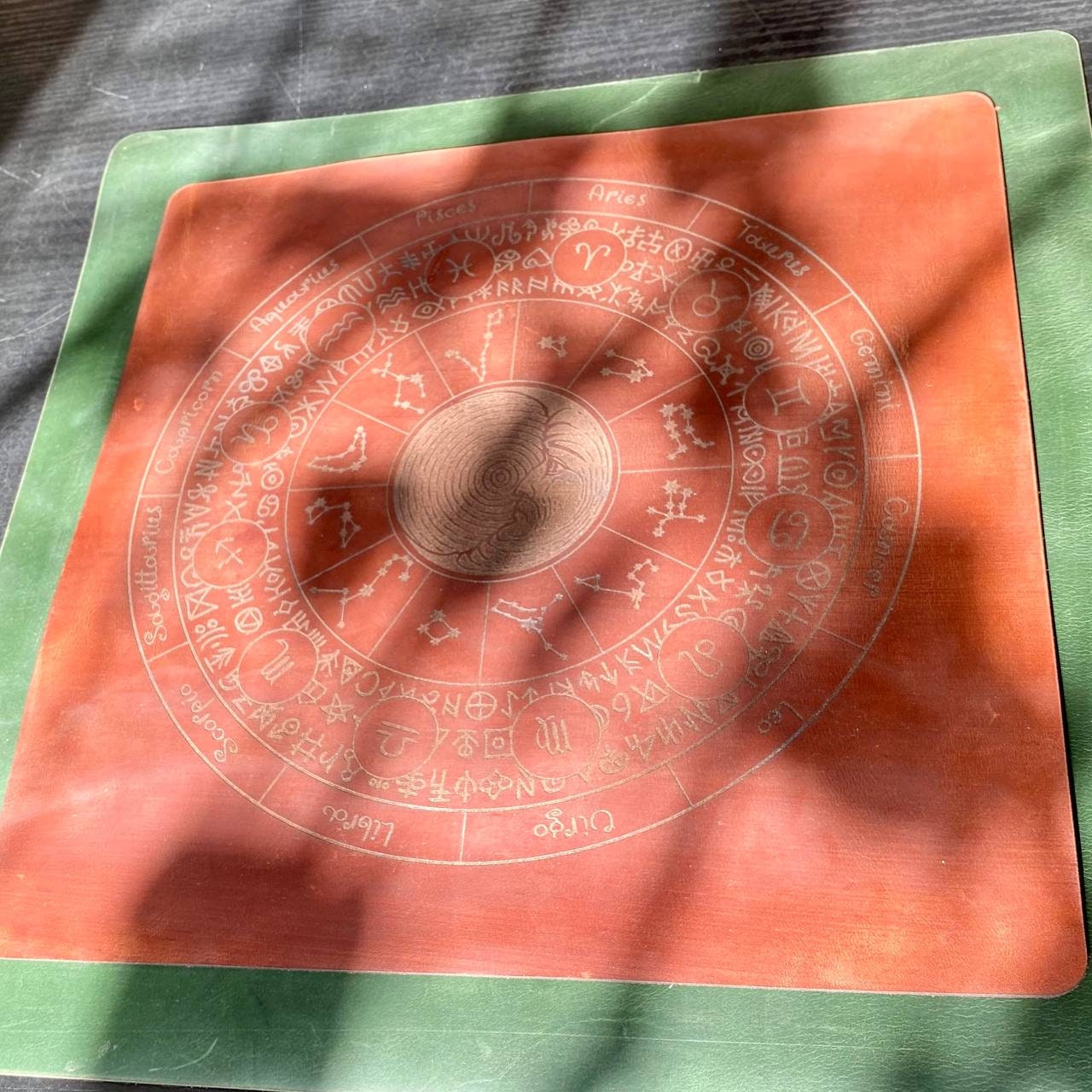 Leather Rune Casting Mat with Zodiac Circle
