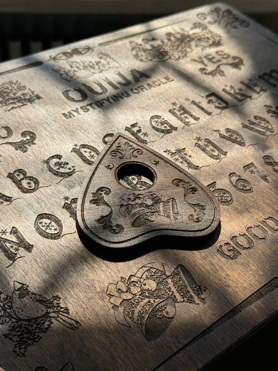 Wooden Ouija Board – Engraved Divination Tool with Mystical Planchette for Rituals