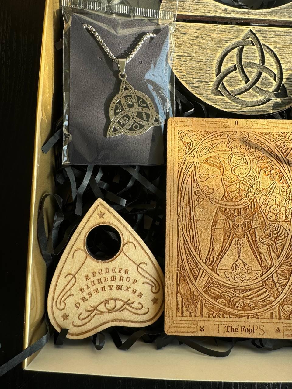 Witchcraft Mystery Box, Esoteric Surprise Gift Set with Tarot and Crystals