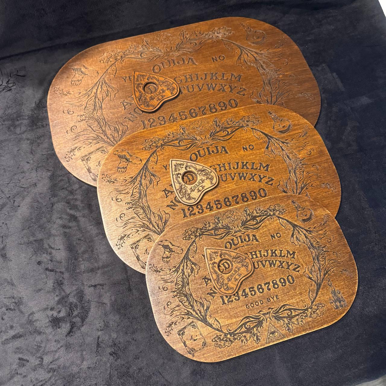 Wooden Ouija Board with Planchette, Gothic Spirit Game for Ritual Decor