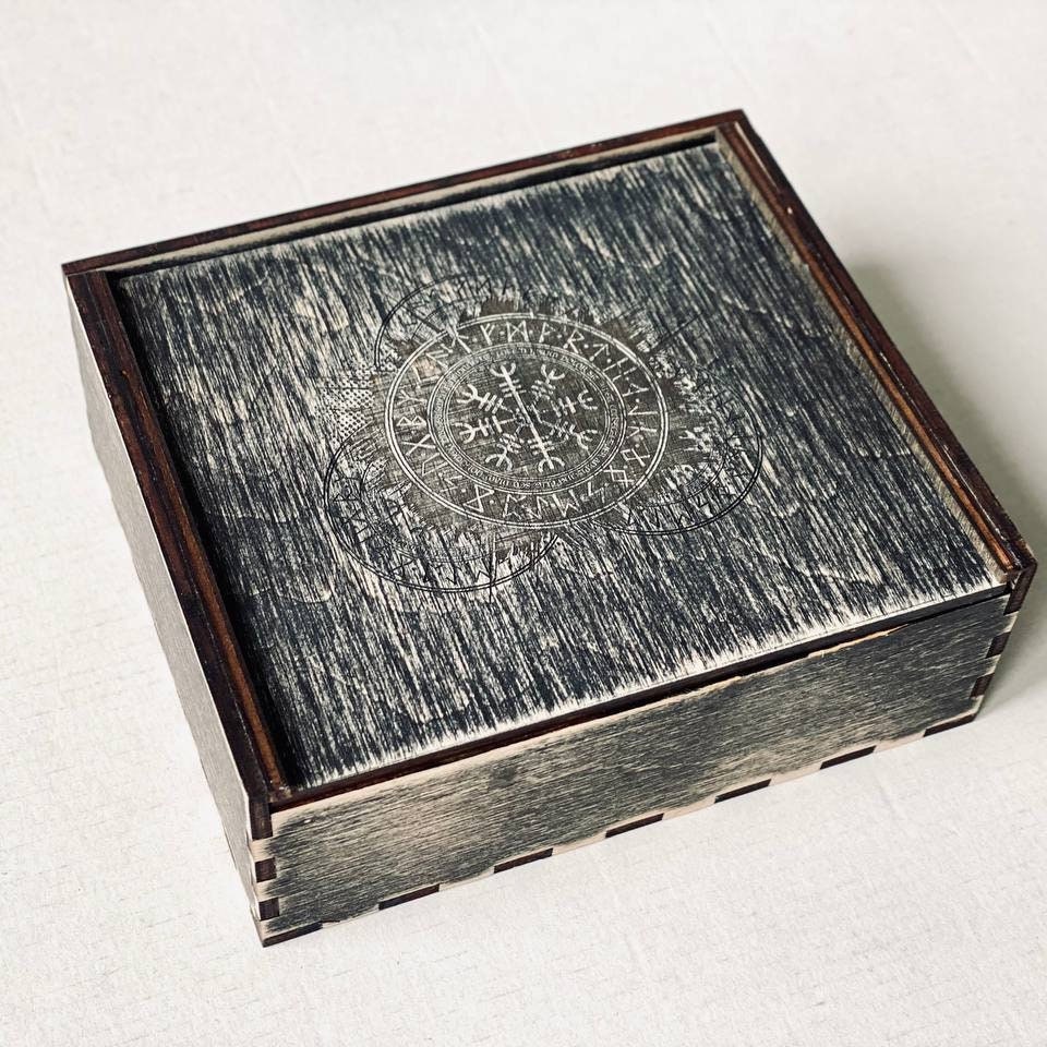 Engraved Wooden Tarot Card Box: Custom Wiccan Crystal Storage