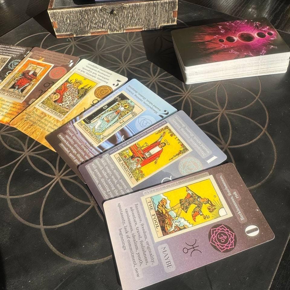 Personalized Rider Waite Tarot Deck, Old Oak Box