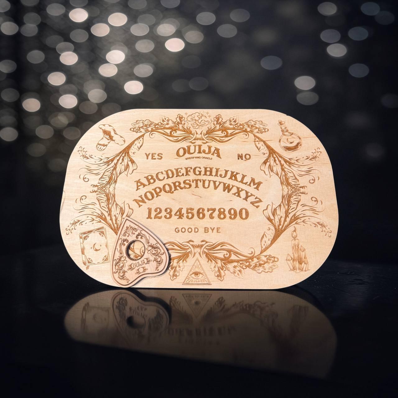 Wooden Ouija Board with Planchette Witch Altar Decor