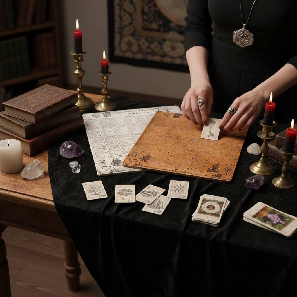 Lenormand Oracle Cards Set with Wooden Reading Board, Fortune Telling Deck, Divination Gift