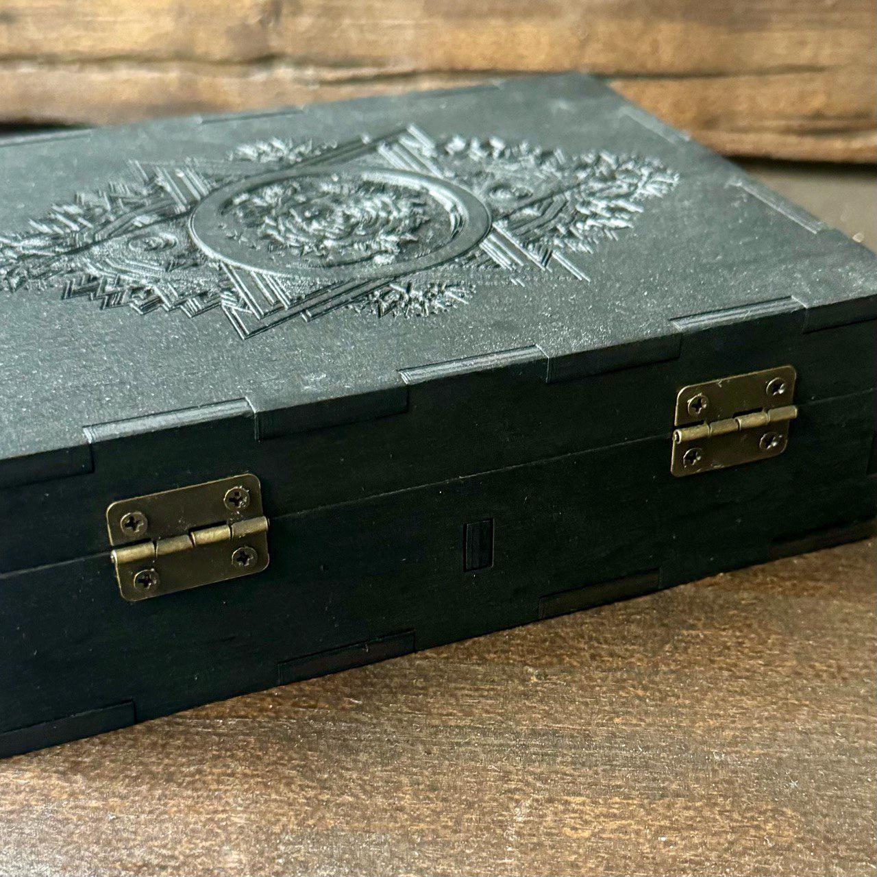 Tarot Card Box, Double Deck Storage, Witch Decor, Engraved Wooden