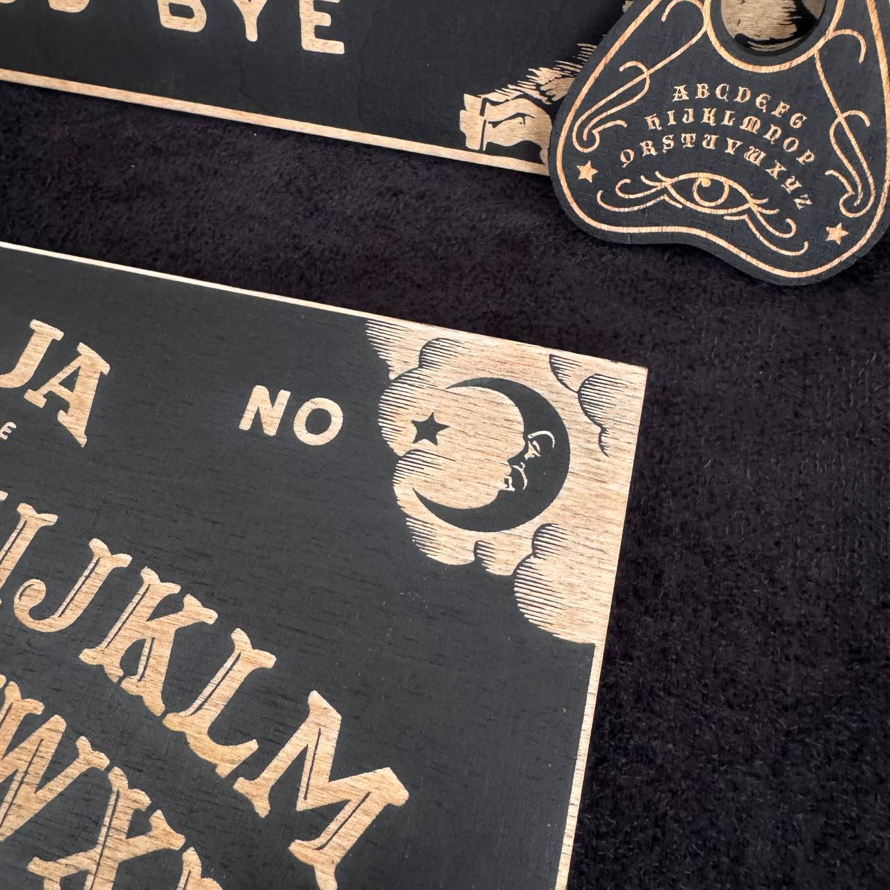Black Wooden Ouija Board and Planchette Set: Esoteric Talking Spirit Board