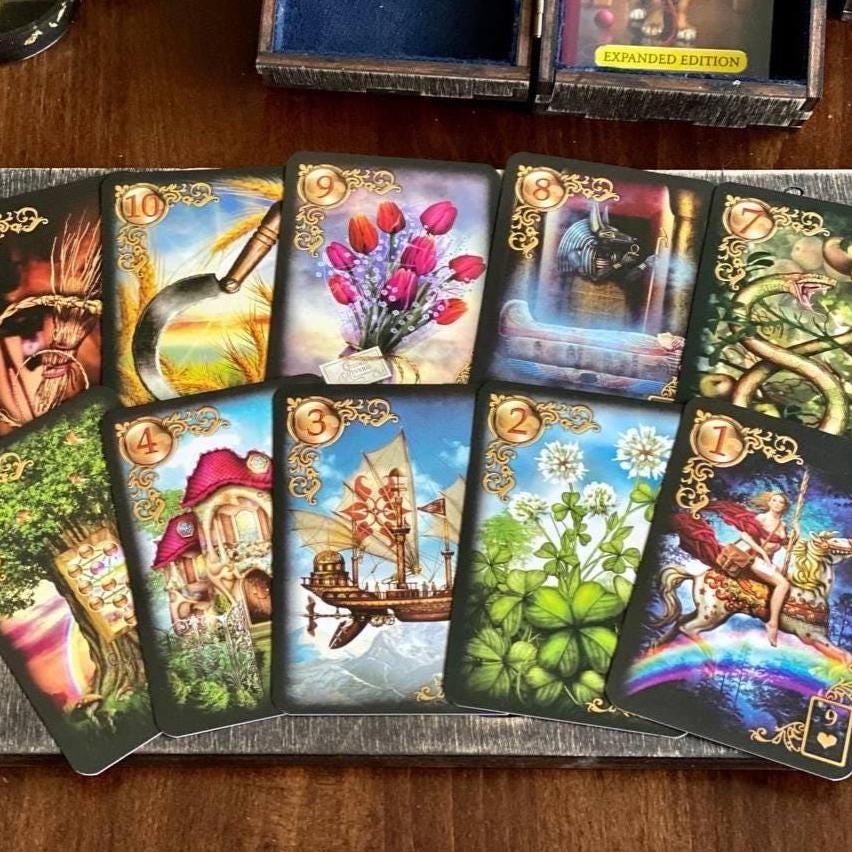 Golden Dreams Lenormand Deck, Wooden Box & Reading Board Set