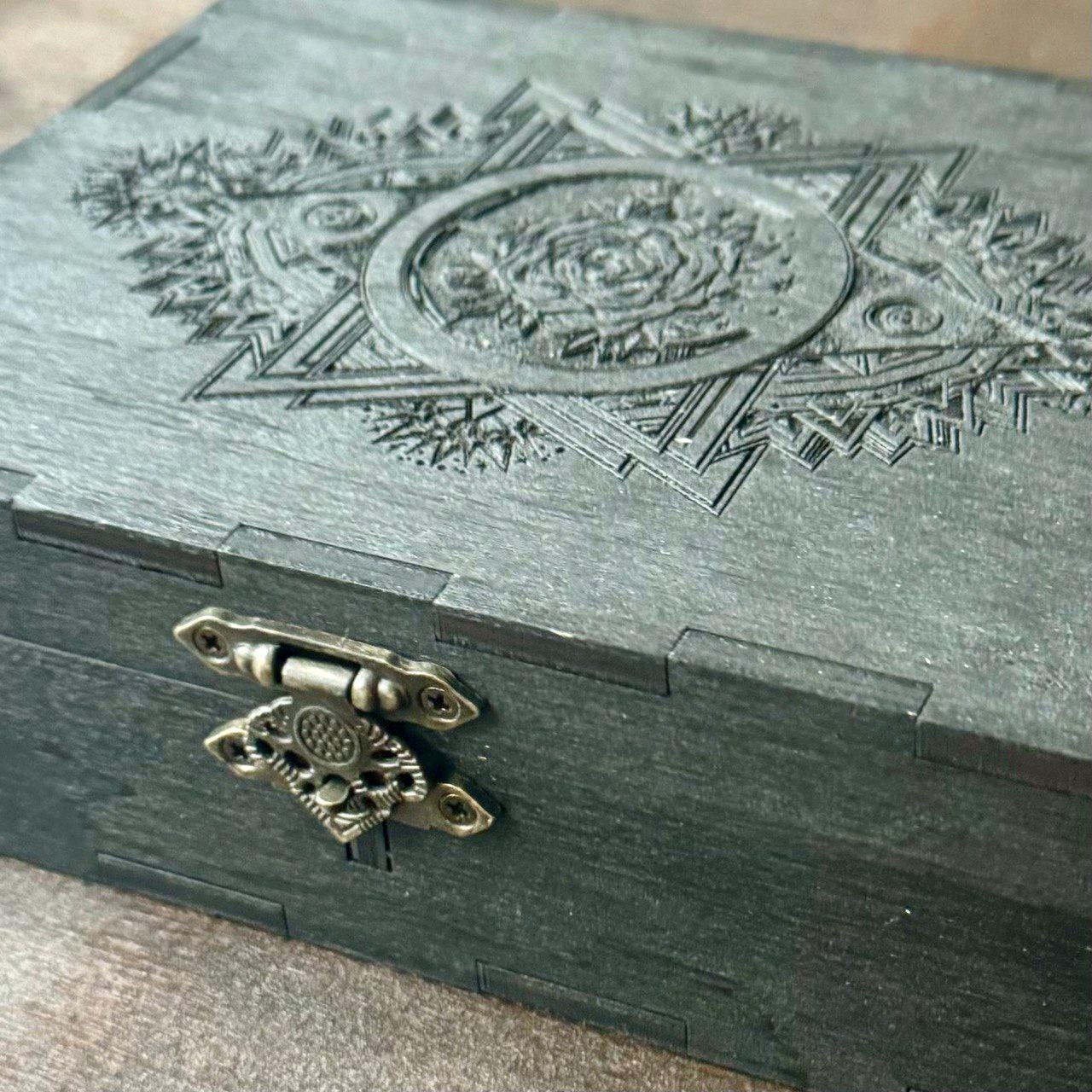 Tarot Card Box, Double Deck Storage, Witch Decor, Engraved Wooden