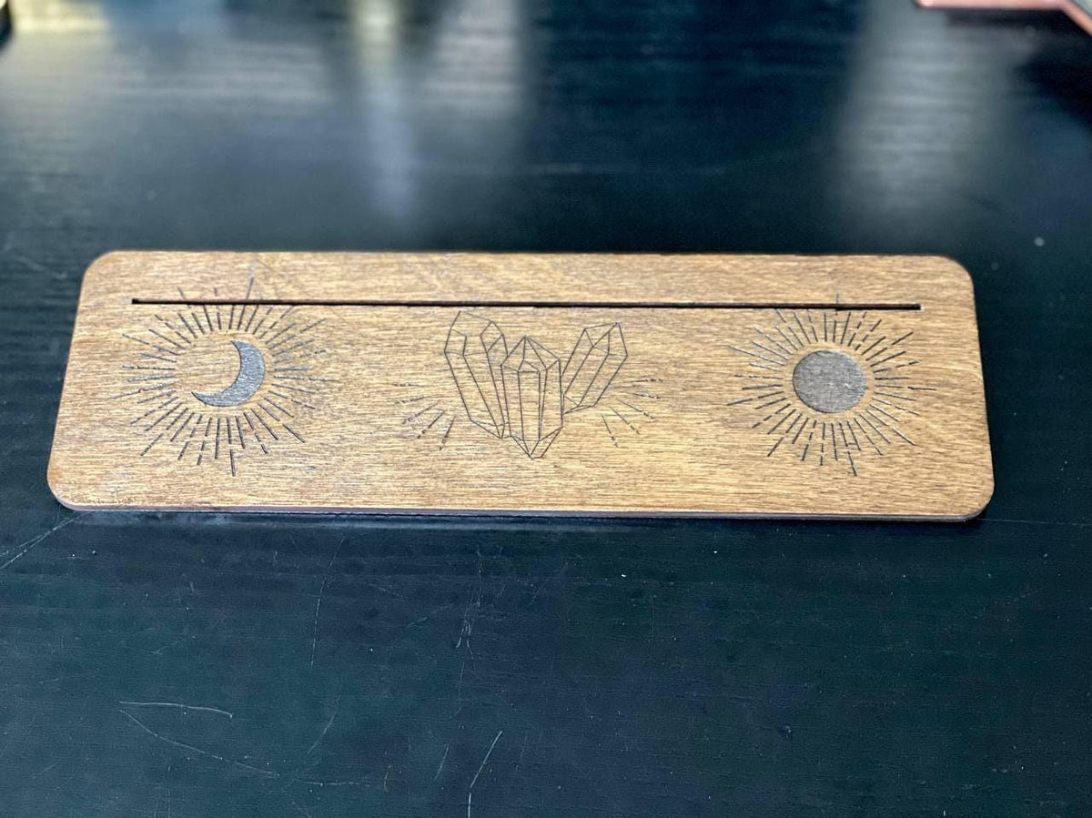 Moon and Sun Tarot Card Holder, Wooden Fortune Telling Stand