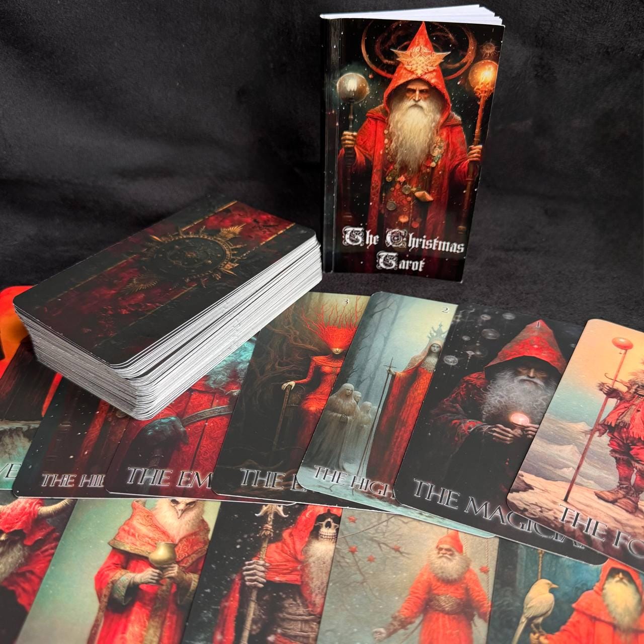Gothic Christmas Tarot Deck with Wooden Box, 78 Card Set
