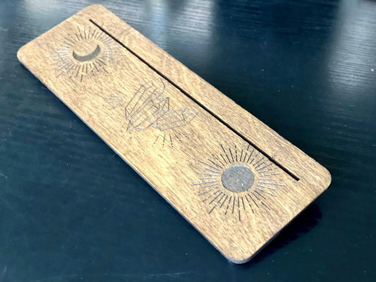 Moon and Sun Tarot Card Holder, Wooden Fortune Telling Stand