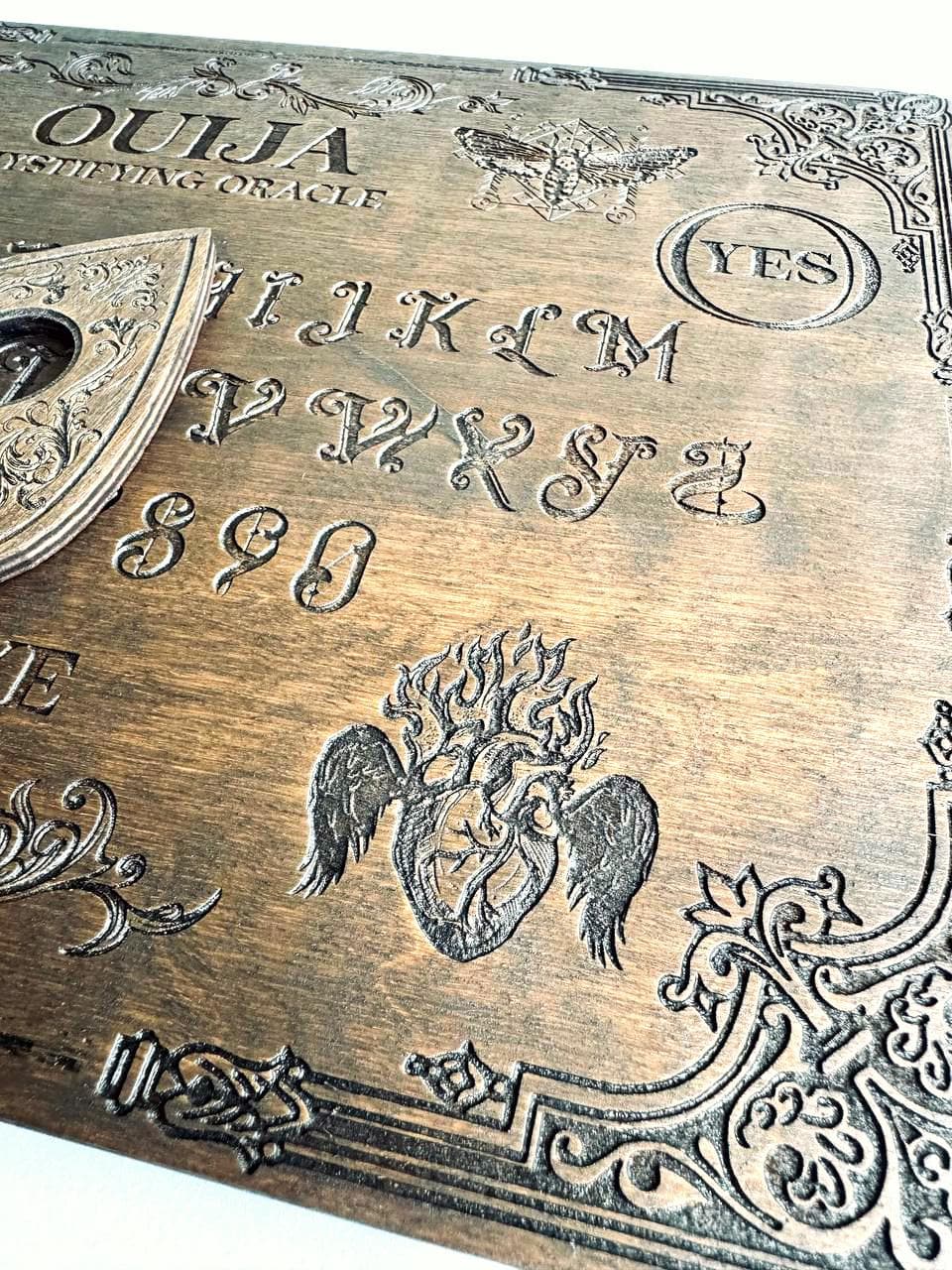 Gothic Ouija Board with Planchette: Victorian Fortune Telling Game