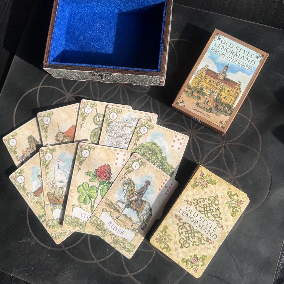Old Style Lenormand Deck with Personalized Wooden Box