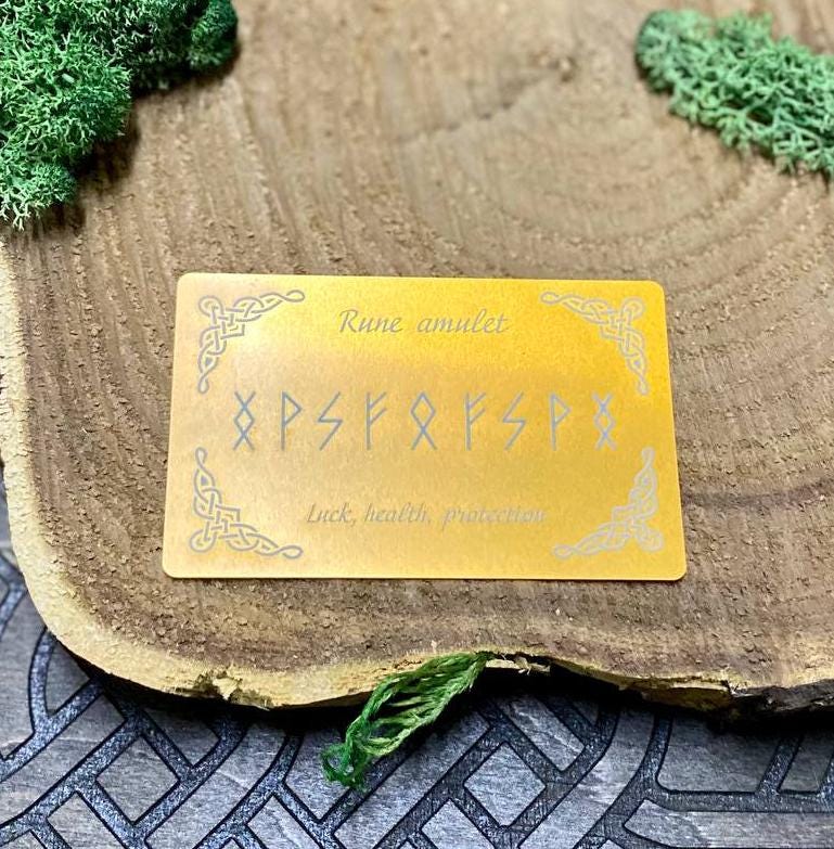 Luck, Health, Protection Amulet, Rune Amulet Cards for Luck Health Protection, Norse Symbol Talisman Set