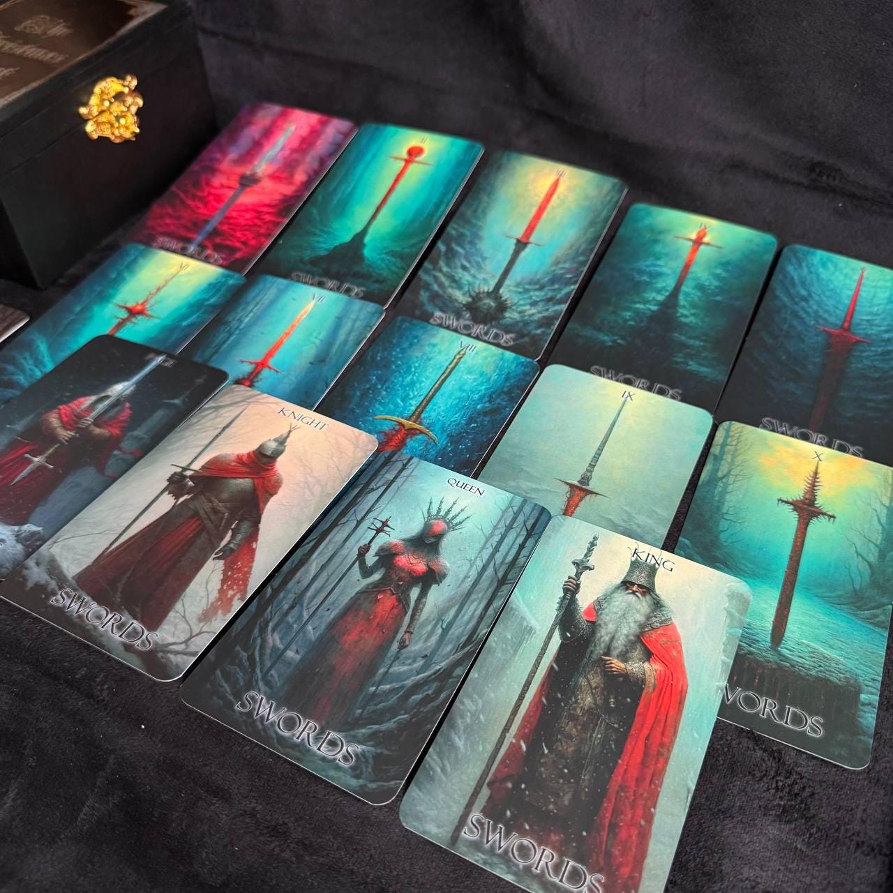 Gothic Christmas Tarot Deck with Wooden Box, 78 Card Set