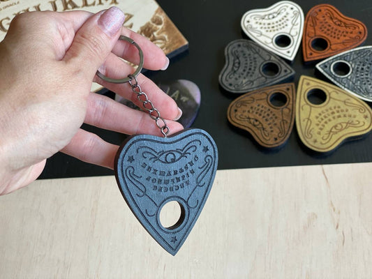 Wooden Planchette Keychain: Ouija Board Talking Board Accessory