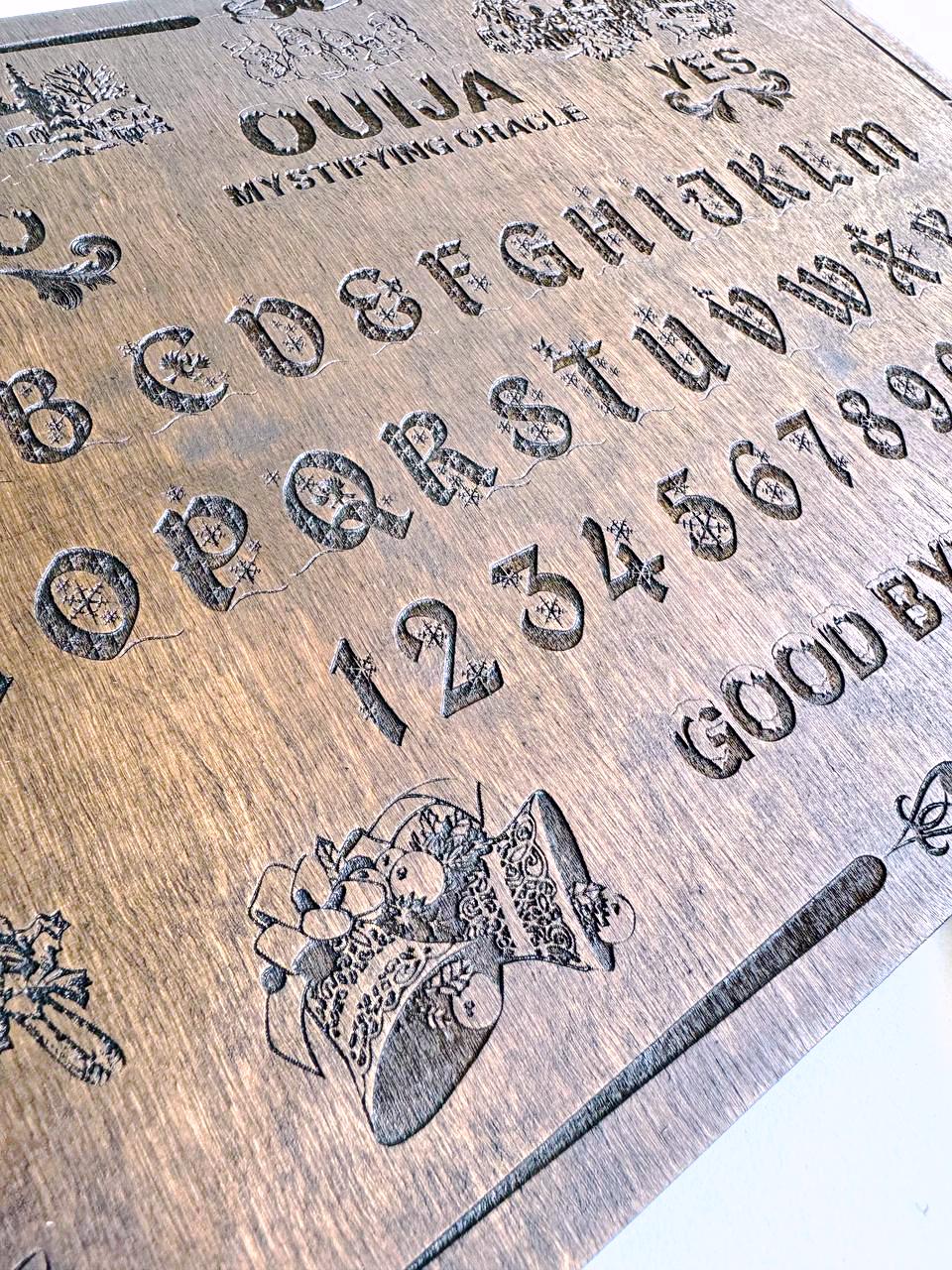 Wooden Ouija Board – Engraved Divination Tool with Mystical Planchette for Rituals