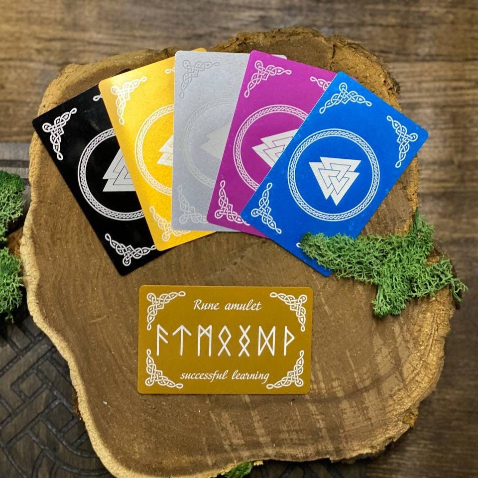 Luck, Health, Protection Amulet, Rune Amulet Cards for Luck Health Protection, Norse Symbol Talisman Set