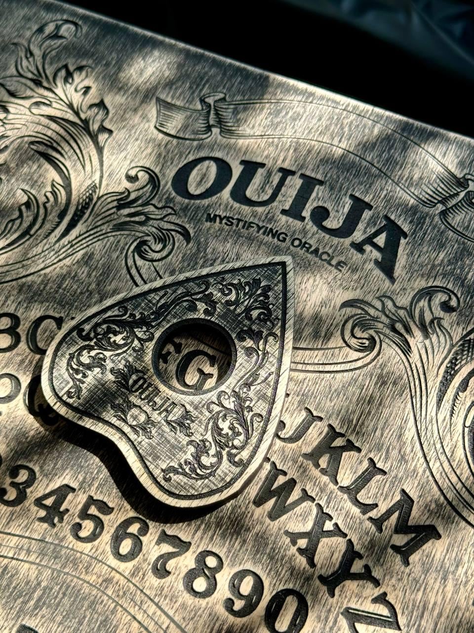 Floral Ouija Board with Planchette: Wooden Talking Spirit Board