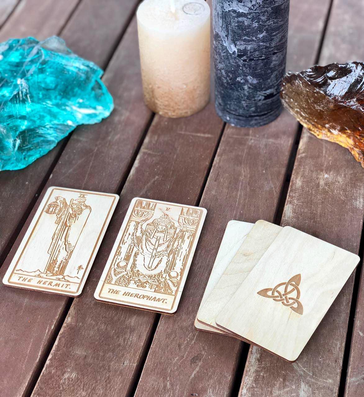 Wheel of Fortune Tarot Card Wooden Rider–Waite–Smith Major Arcana