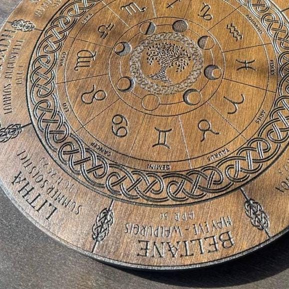 Wiccan Calendar Wheel of Life, Celtic Tree Calendar, Witchcraft Pagan Gift