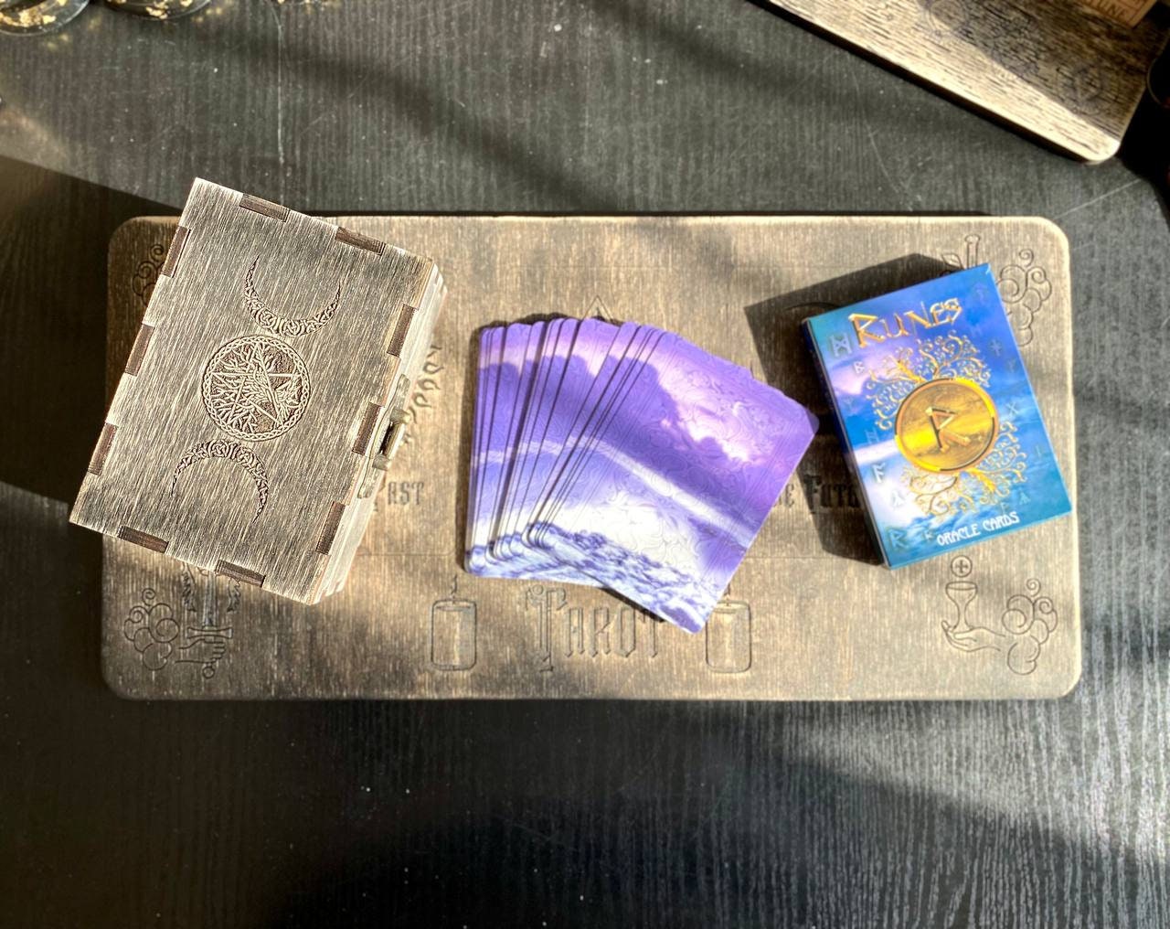 Wooden Runes Oracle Box, Personalized Divination Set