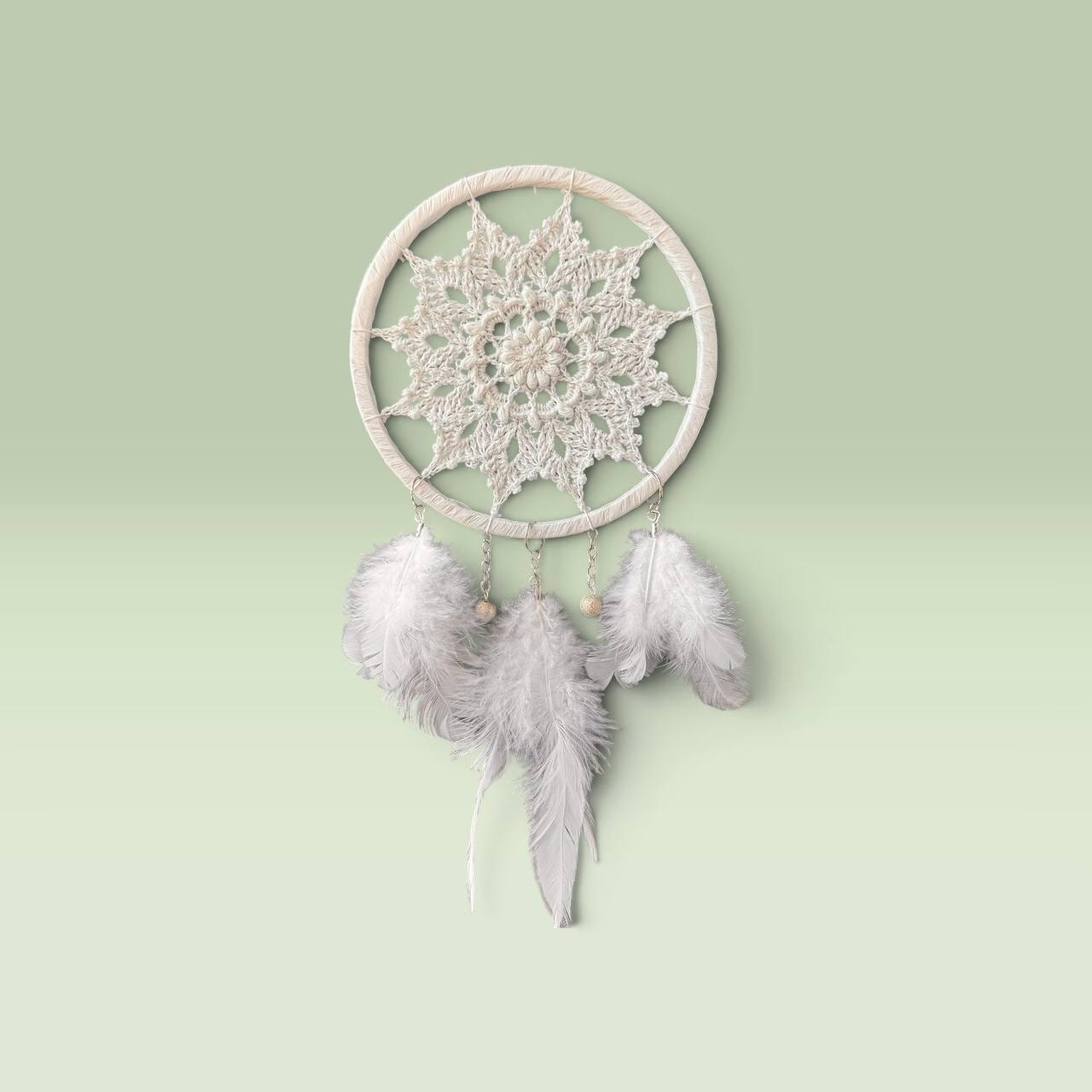 Small White Crochet Dream Catcher – Boho Nursery Wall Decor