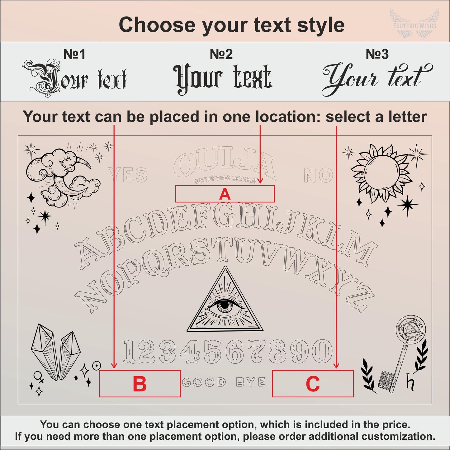 Wooden Ouija Board with Planchette: Magic Crystals Spirit Board
