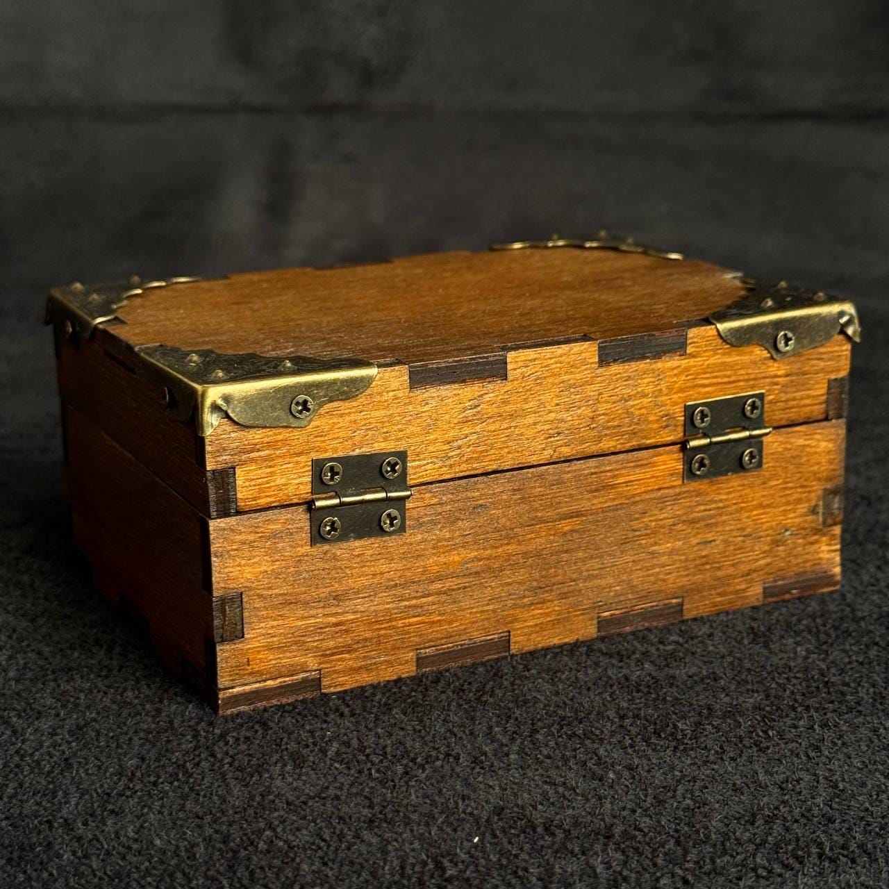 Engraved Wooden Storage Box, Vintage Witch Altar Box, Crystal Storage Chest