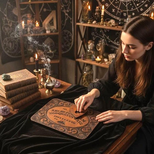 Ouija Board Wooden Spirit Board with Planchette, Vintage Divination Decor