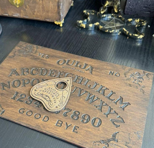 Wooden Ouija Board and Planchette Set – Mystical Spirit Board for Divination Decor