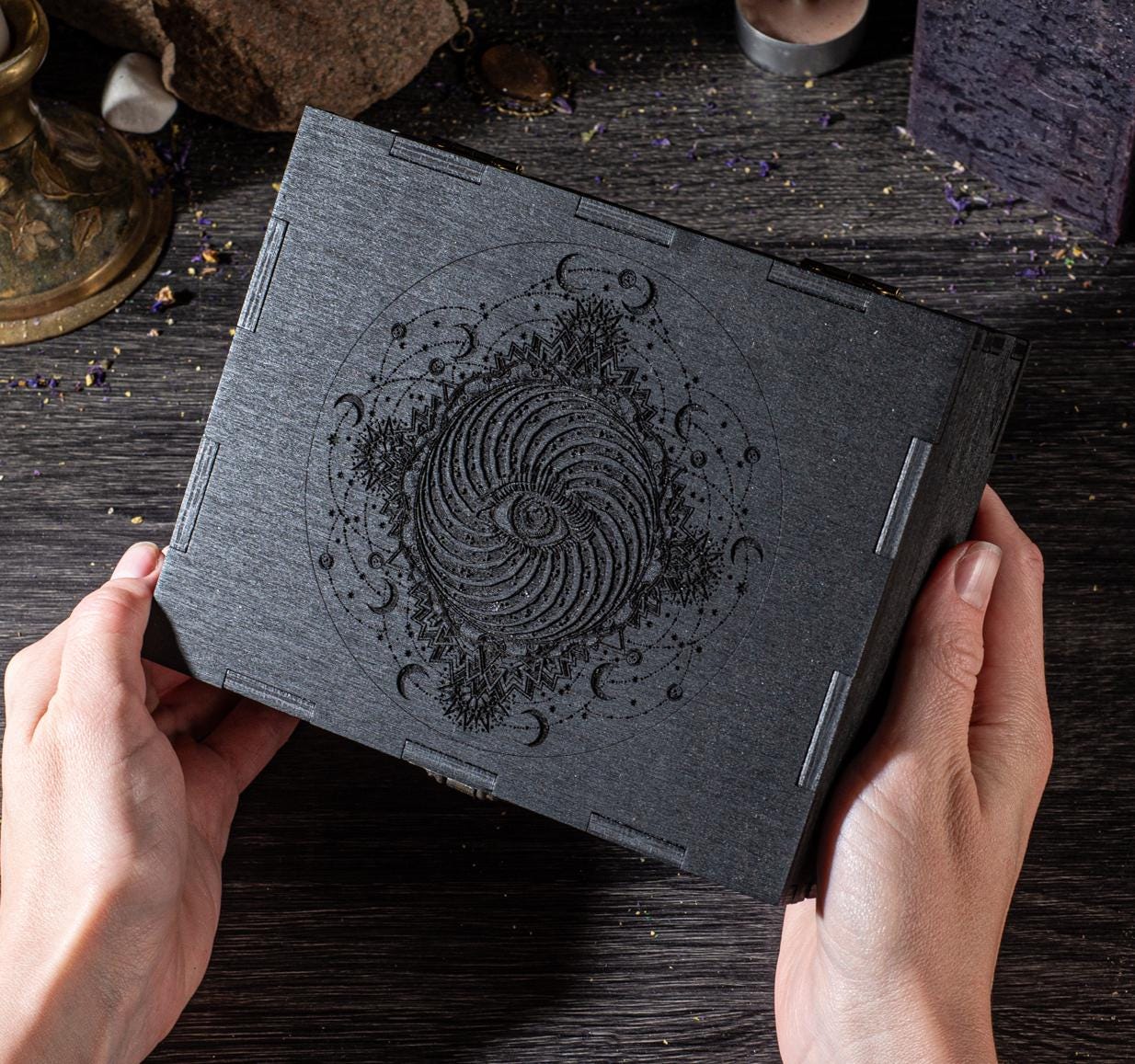 Tarot Card Holder - Personalized Double Deck Wooden Box | Engraved Magical Storage