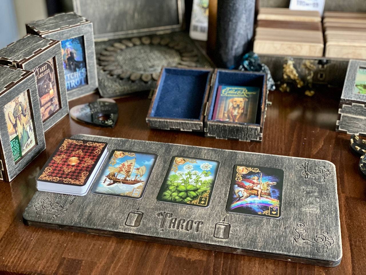 Golden Dreams Lenormand Deck, Wooden Box & Reading Board Set