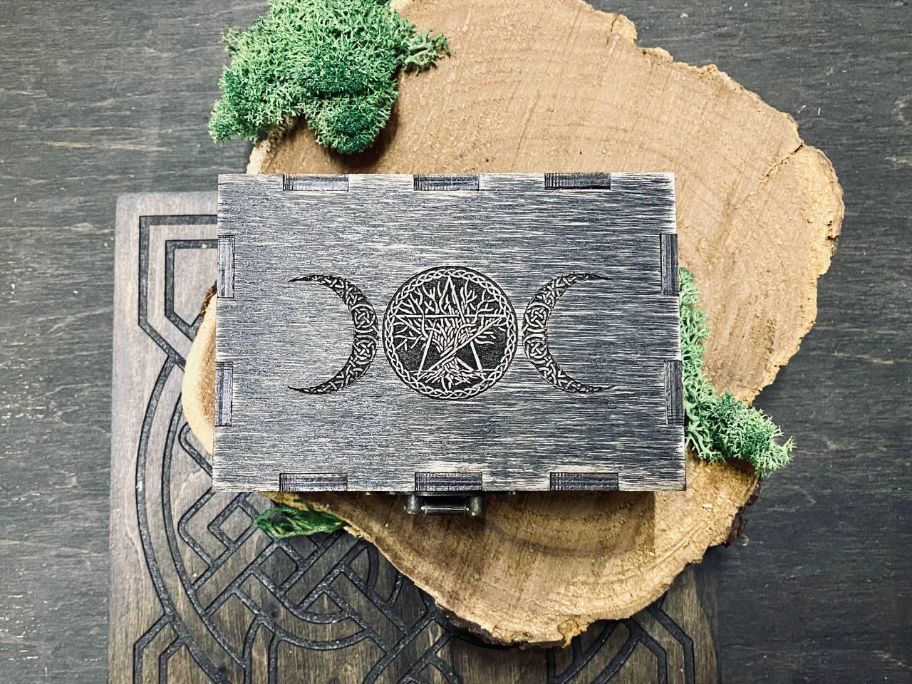 Wooden Runes Set – Elder Futhark Stones in Natural Wood Box | Pagan Tarot Gift