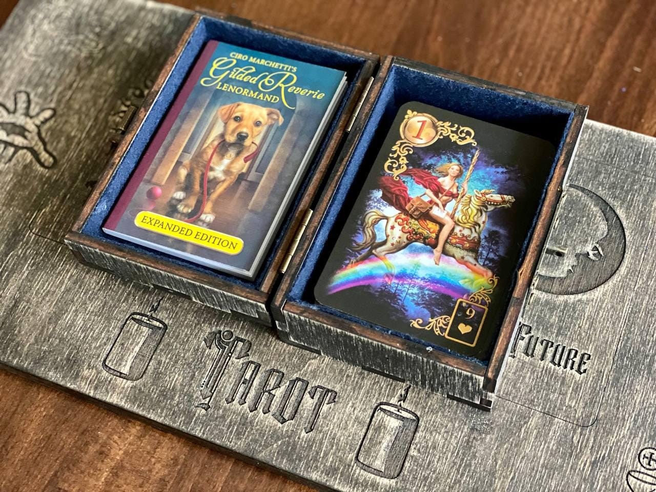 Golden Dreams Lenormand Deck, Wooden Box & Reading Board Set
