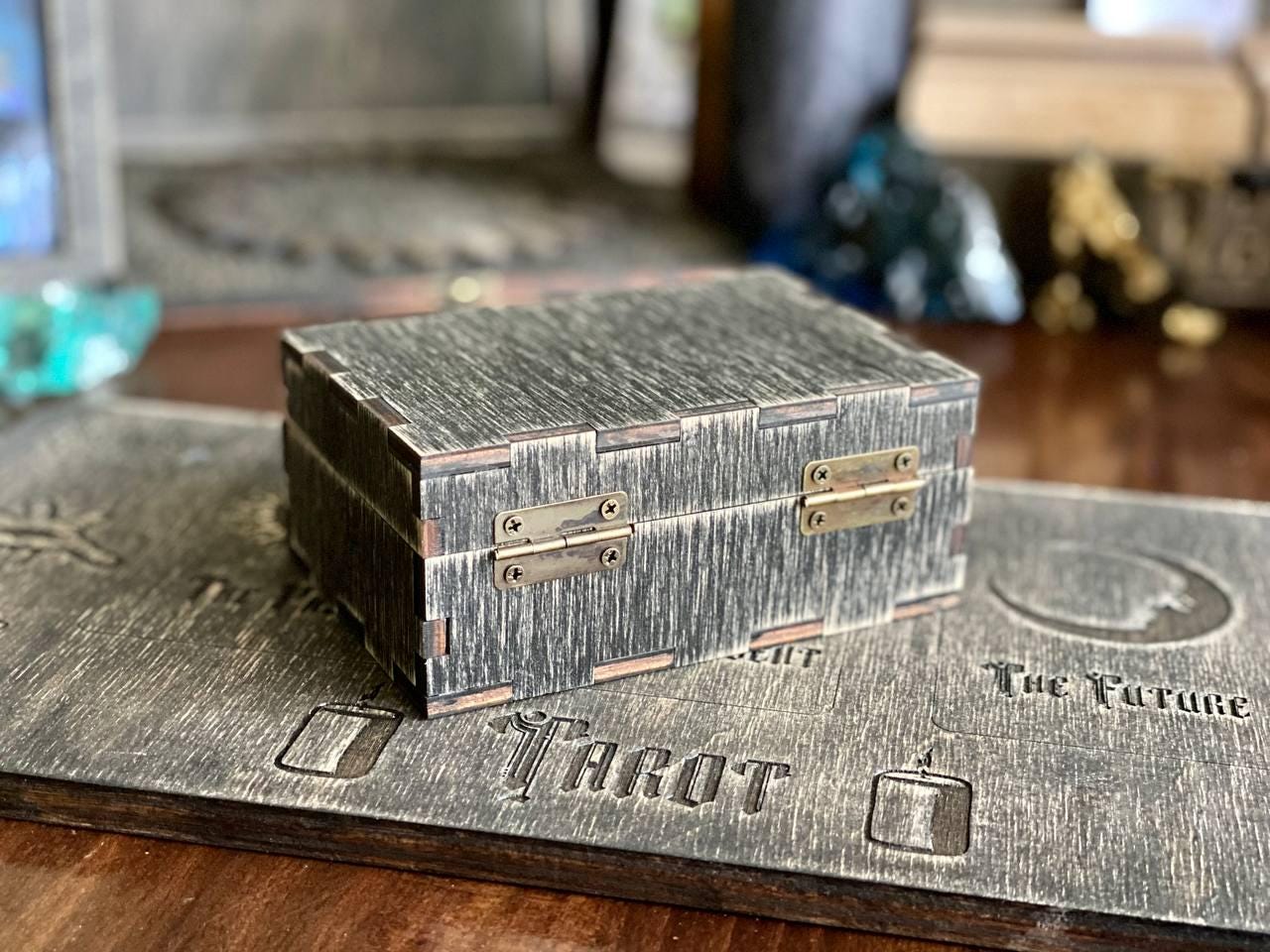 Personalized Rider Waite Tarot Deck, Old Oak Box