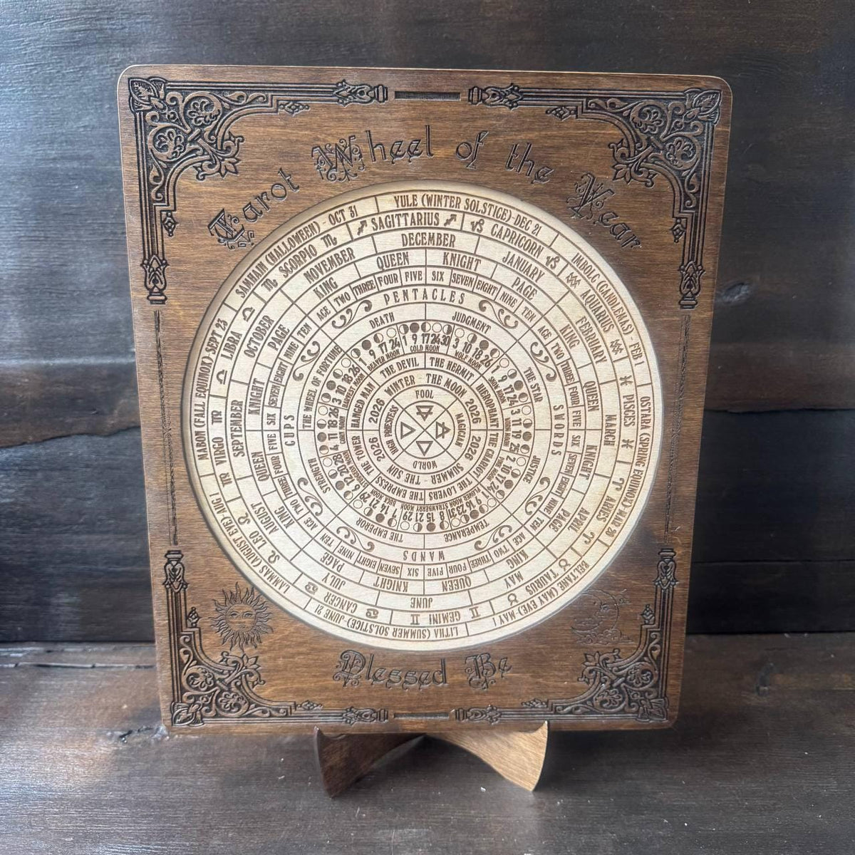 Tarot Wheel of the Year Calendar – Wiccan Zodiac Wall Art, Pagan Sabbat Wheel Gift