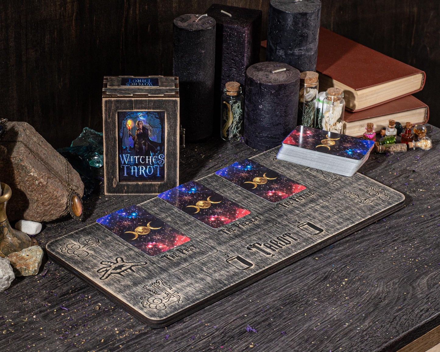 Tarot of the Witches Deck with Wooden Box & Spread Board
