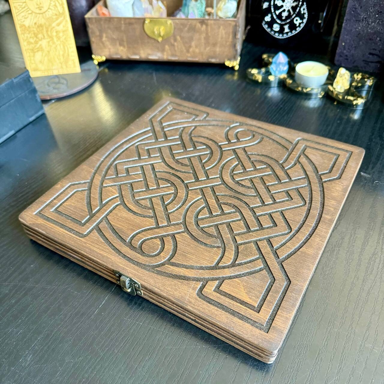 Futhark Runes Set with Wooden Box Norse Divination Kit