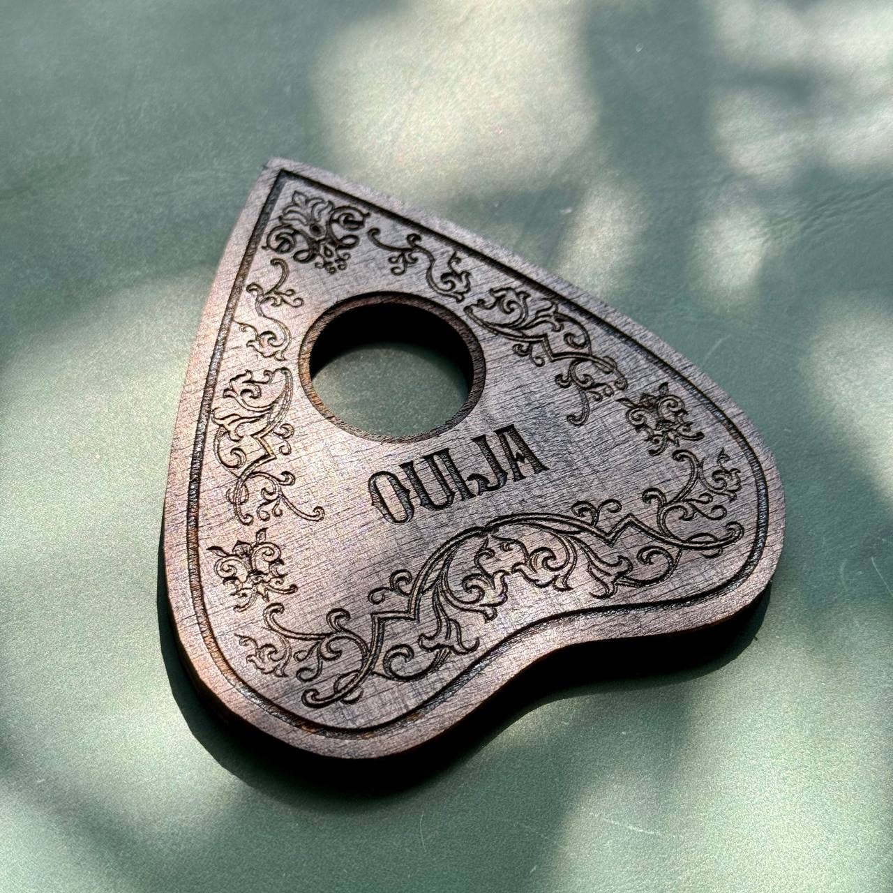 Floral Wooden Planchette, Engraved Spirit Board Pointer, Witchy Divination Decor, Gothic Altar