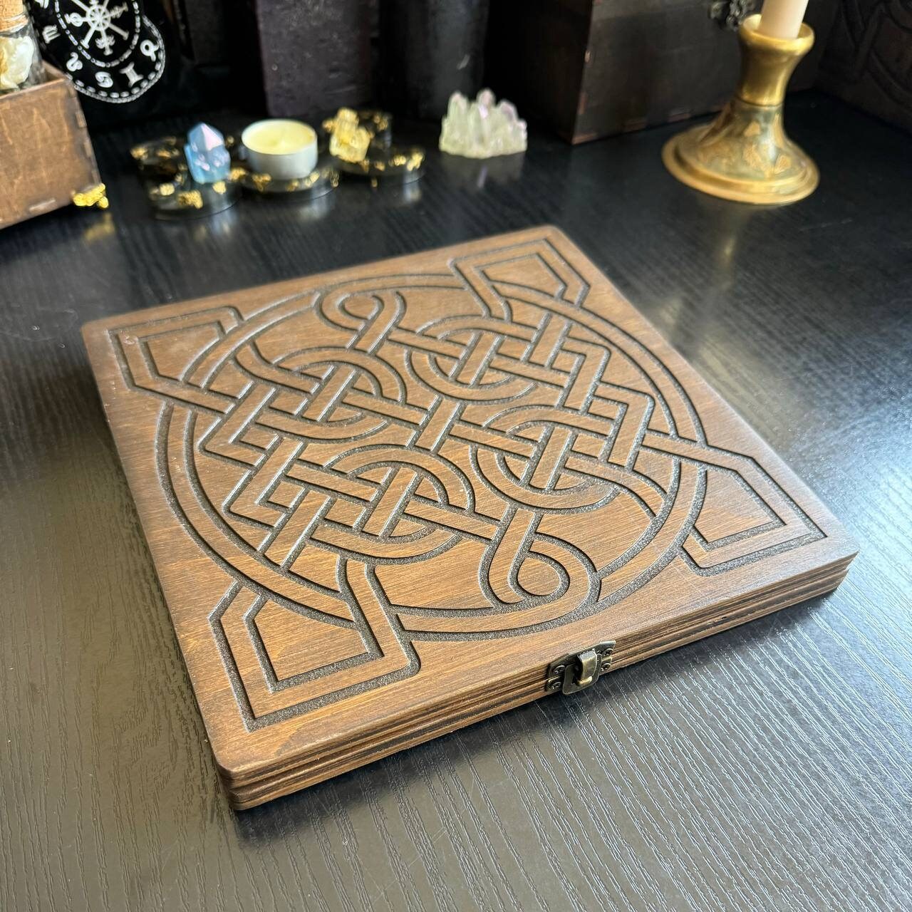 Futhark Runes Set with Wooden Box Norse Divination Kit
