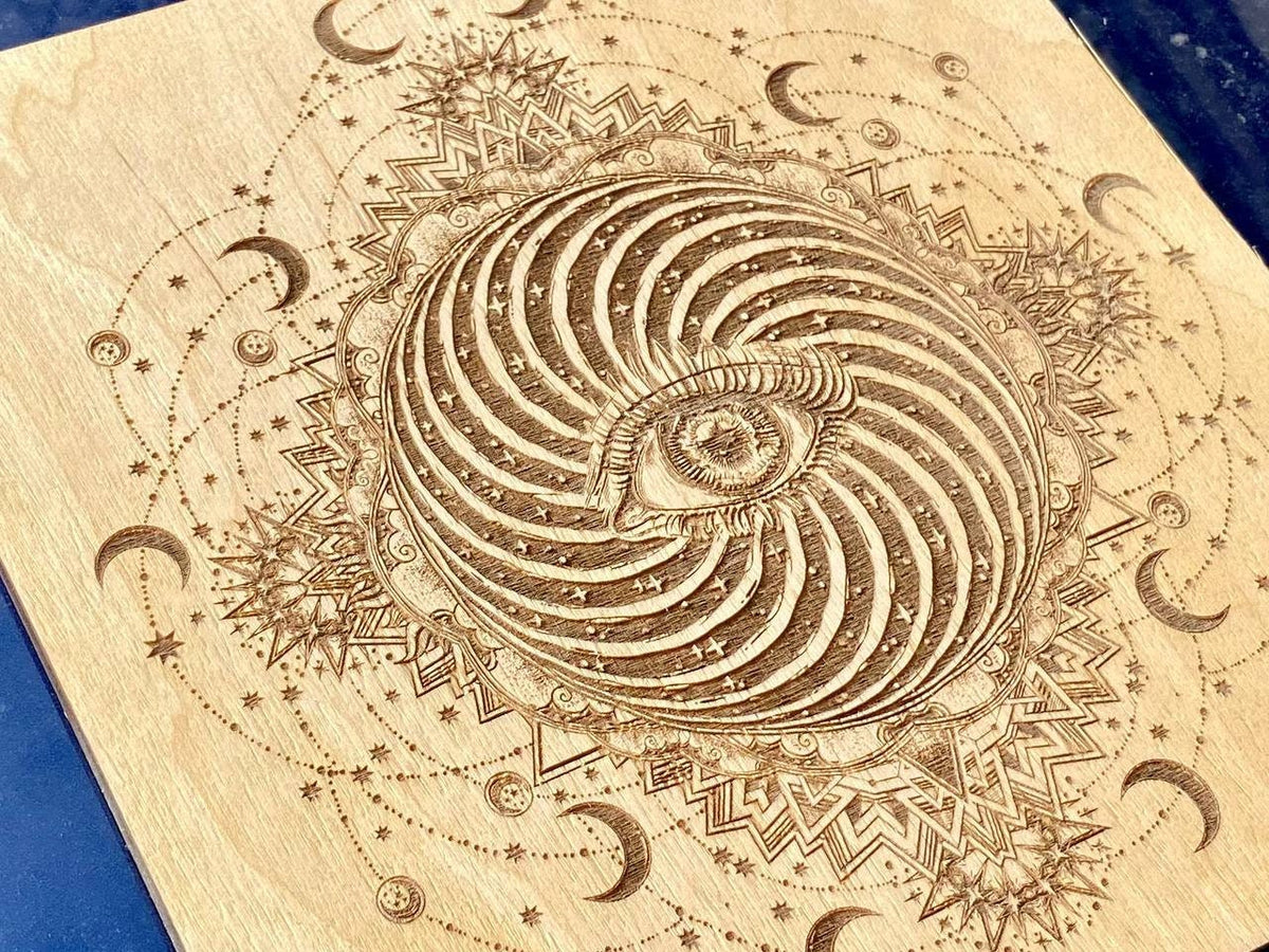 All Seeing Eye Wooden Altar Board with Stand, Occult Decor